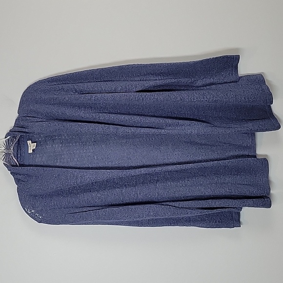 LL Bean Blue cotton open front cardigan sweater size meidum - Picture 1 of 8